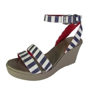 Crocs Womens 'Leigh Graphic Wedge' Open Toe Shoes - size 10